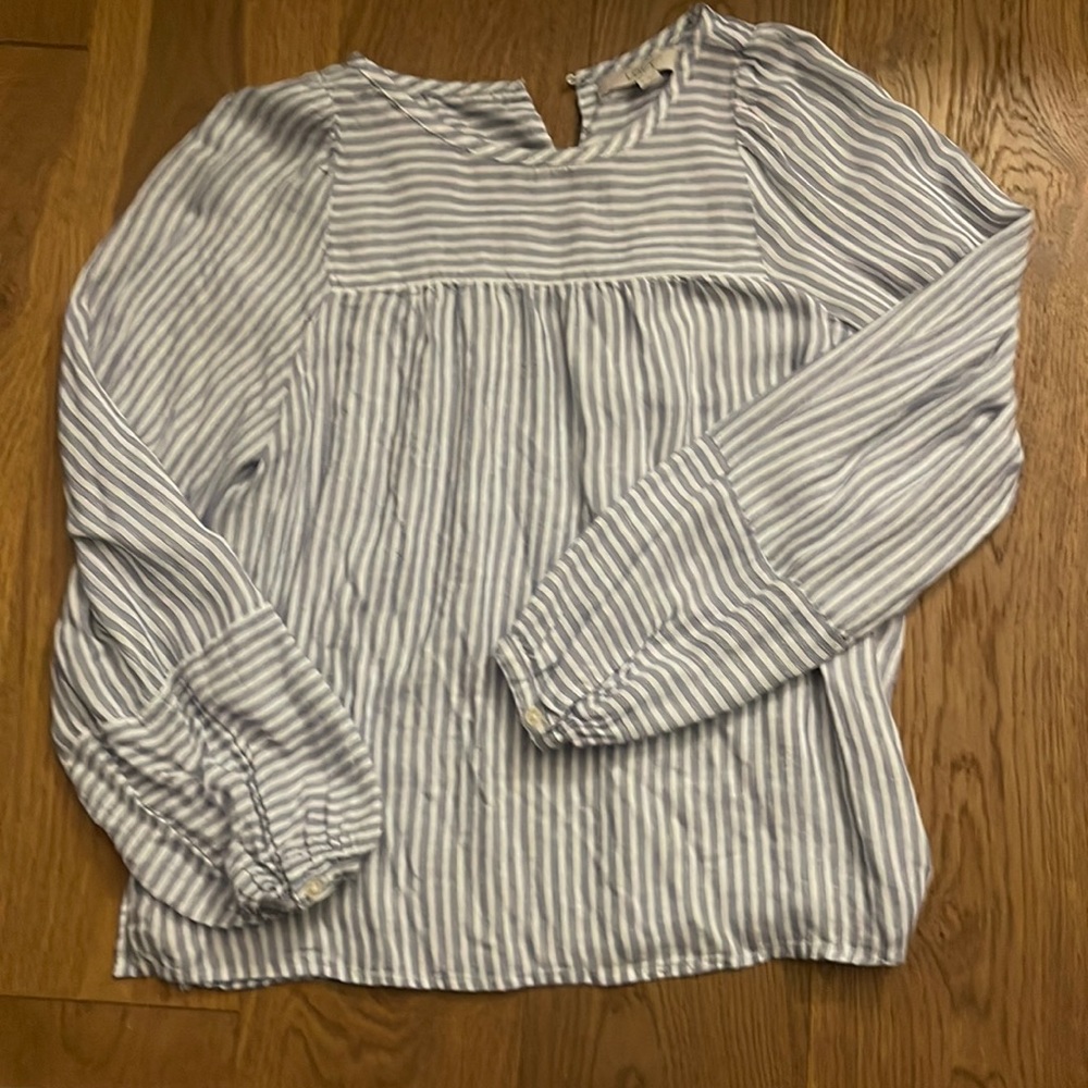 Loft Blue and White Striped Blouse